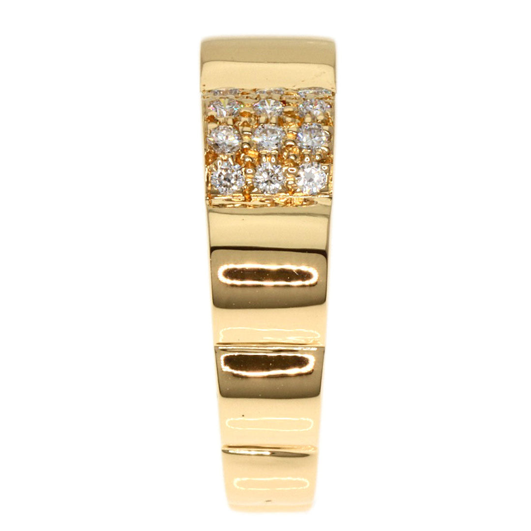 CHANEL Ring 18K Yellow Gold gold Profield Camellia Small Diamond #47 Women Used Authentic