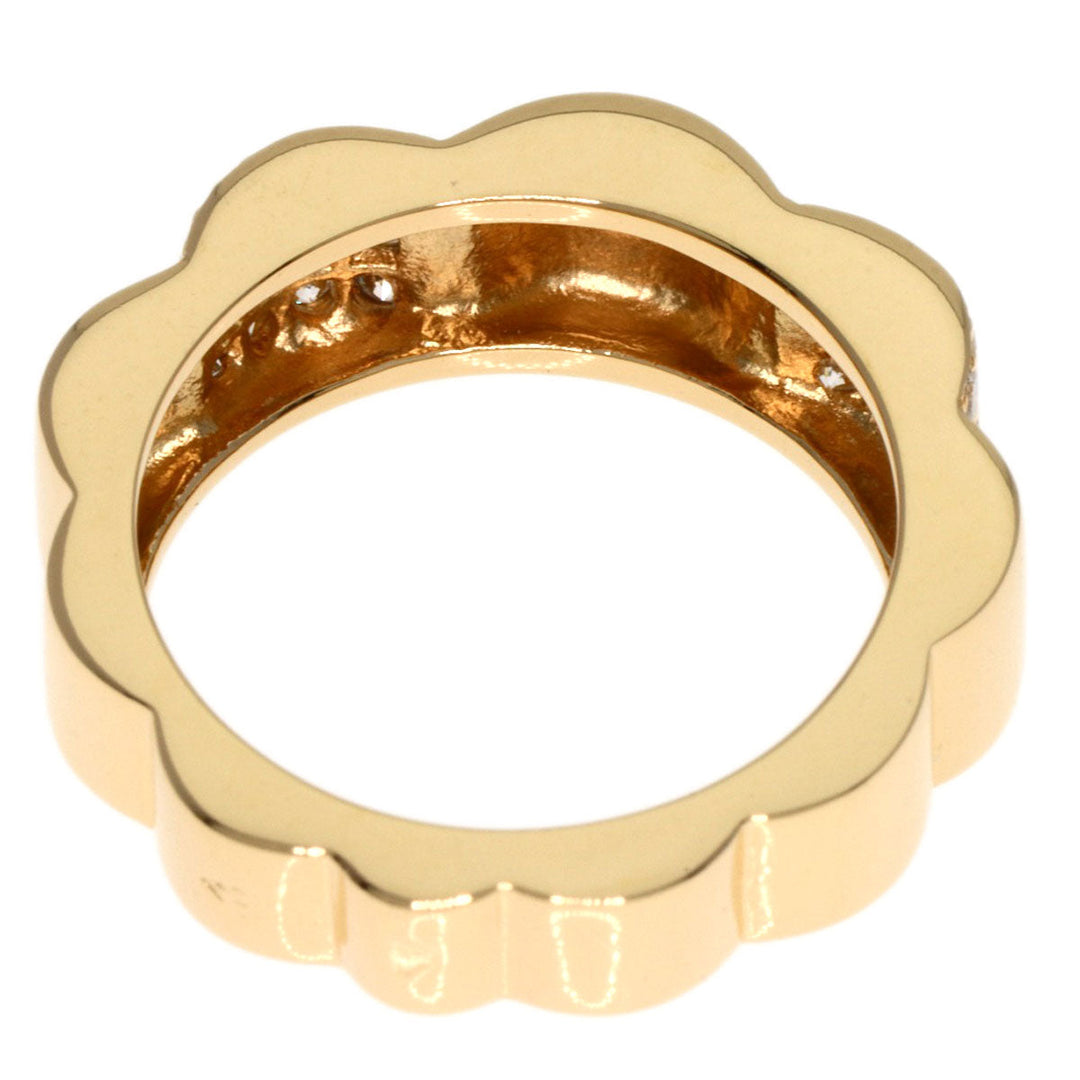 CHANEL Ring 18K Yellow Gold gold Profield Camellia Small Diamond #47 Women Used Authentic