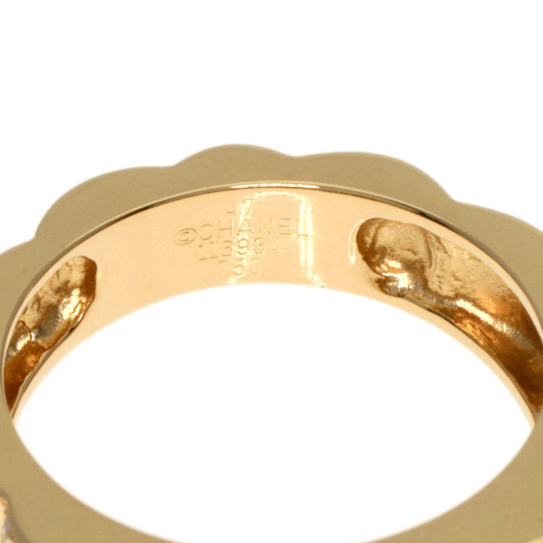CHANEL Ring 18K Yellow Gold gold Profield Camellia Small Diamond #47 Women Used Authentic