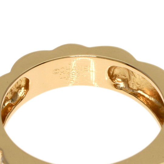 CHANEL Ring 18K Yellow Gold gold Profield Camellia Small Diamond #47 Women Used Authentic