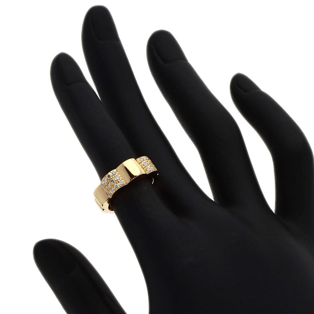 CHANEL Ring 18K Yellow Gold gold Profield Camellia Small Diamond #47 Women Used Authentic