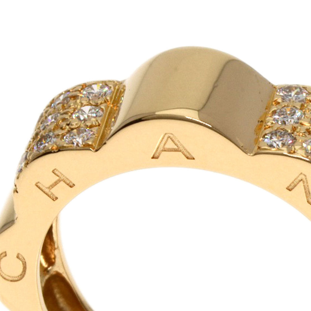 CHANEL Ring 18K Yellow Gold gold Profield Camellia Small Diamond #47 Women Used Authentic