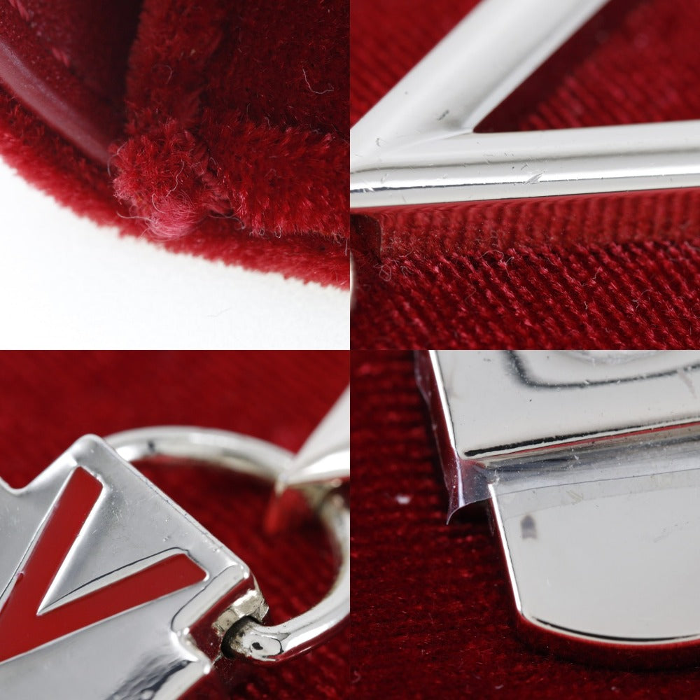 Valentino Shoulder Bag velvet Red Tassel ChainShoulder Divina Women Used Authentic