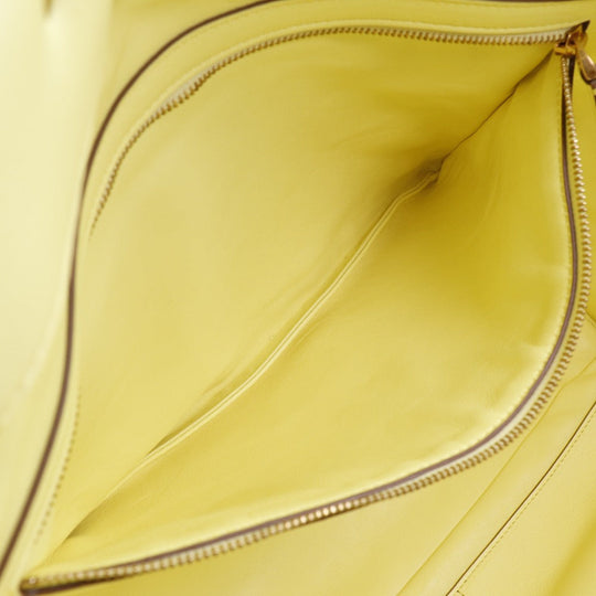 Valentino Tote Bag Calfskin yellow 2021Stainless Steel quilting Roman studs Women Used Authentic