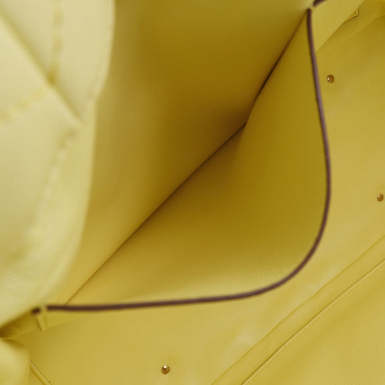 Valentino Tote Bag Calfskin yellow 2021Stainless Steel quilting Roman studs Women Used Authentic