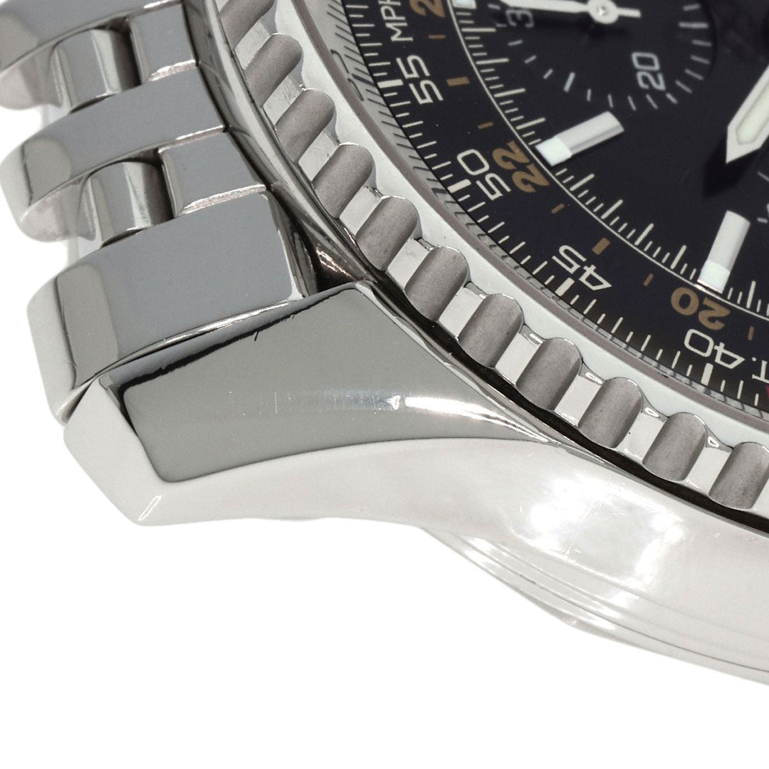 BREITLING Watches Mechanical Automatic A24322 Stainless Steel , Stainless Steel Silver Navitimer World black dial mens Used Authentic