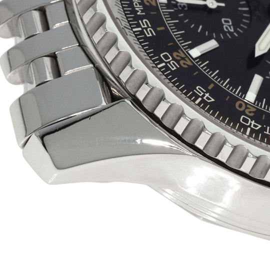BREITLING Watches Mechanical Automatic A24322 Stainless Steel , Stainless Steel Silver Navitimer World black dial mens Used Authentic