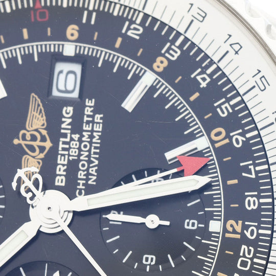 BREITLING Watches Mechanical Automatic A24322 Stainless Steel , Stainless Steel Silver Navitimer World black dial mens Used Authentic