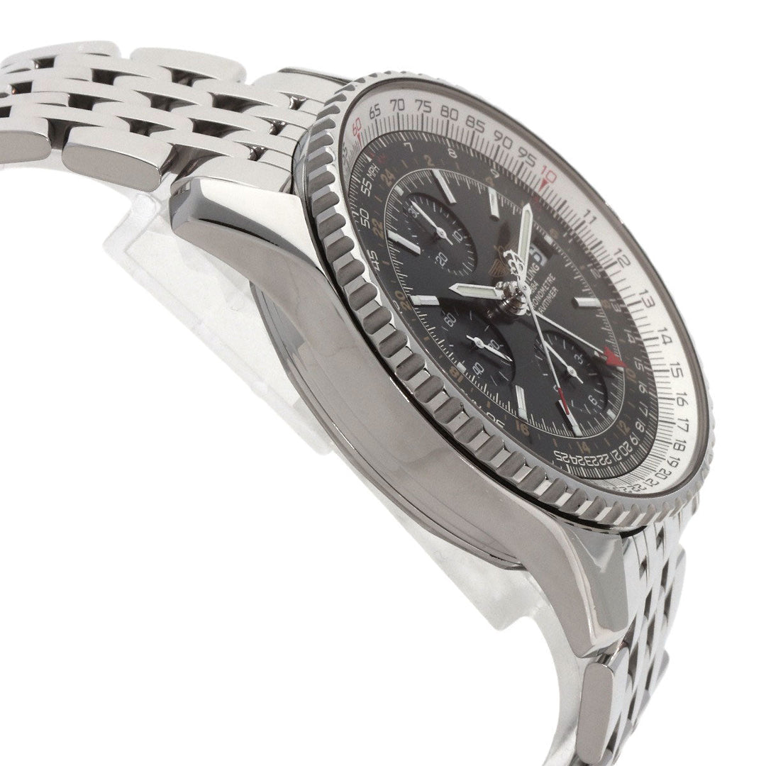 BREITLING Watches Mechanical Automatic A24322 Stainless Steel , Stainless Steel Silver Navitimer World black dial mens Used Authentic