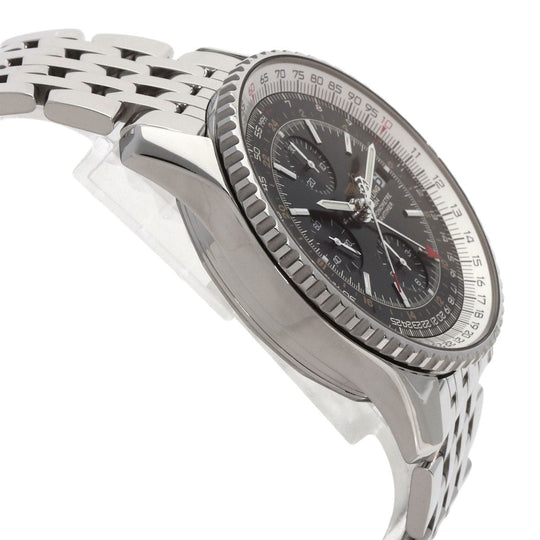 BREITLING Watches Mechanical Automatic A24322 Stainless Steel , Stainless Steel Silver Navitimer World black dial mens Used Authentic