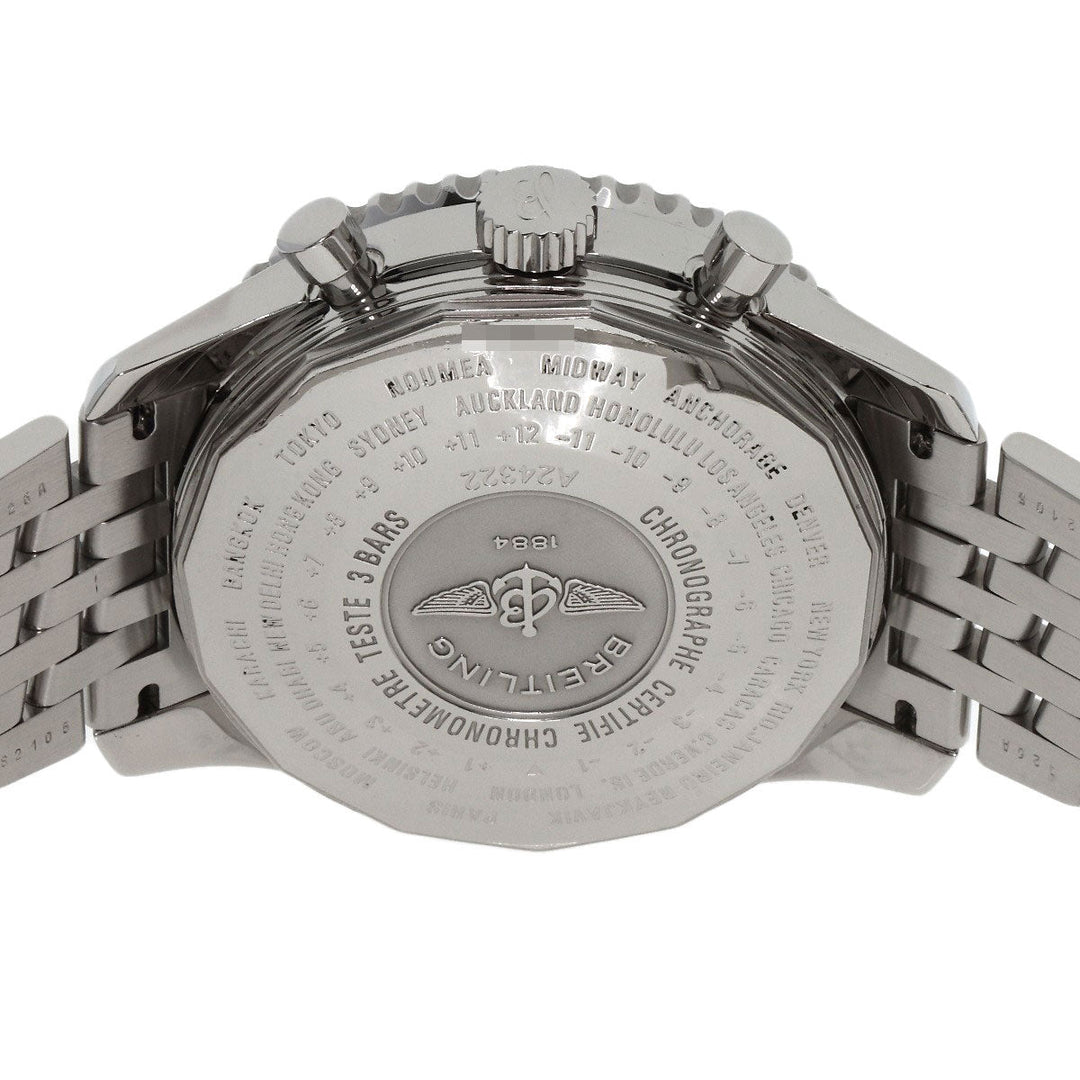 BREITLING Watches Mechanical Automatic A24322 Stainless Steel , Stainless Steel Silver Navitimer World black dial mens Used Authentic