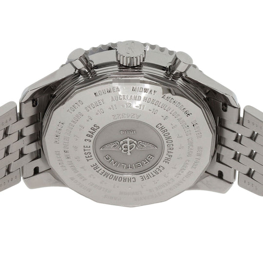 BREITLING Watches Mechanical Automatic A24322 Stainless Steel , Stainless Steel Silver Navitimer World black dial mens Used Authentic