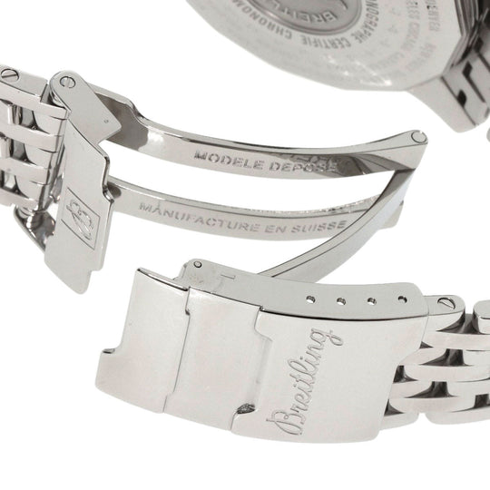 BREITLING Watches Mechanical Automatic A24322 Stainless Steel , Stainless Steel Silver Navitimer World black dial mens Used Authentic