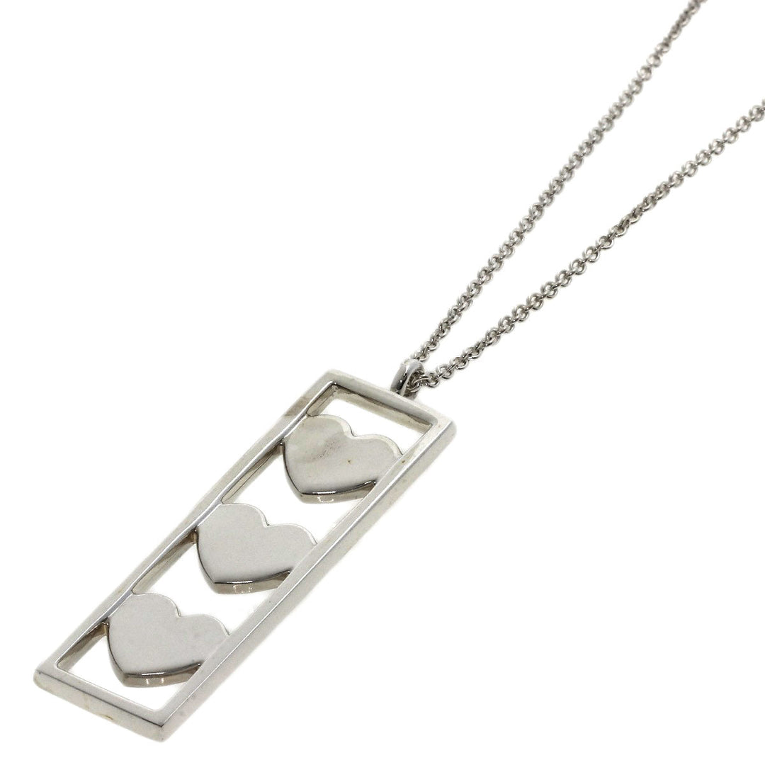 TIFFANY&Co. Necklace SV Silver triple heart plate Women Used Authentic