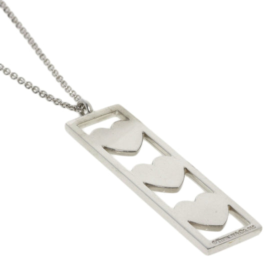 TIFFANY&Co. Necklace SV Silver triple heart plate Women Used Authentic
