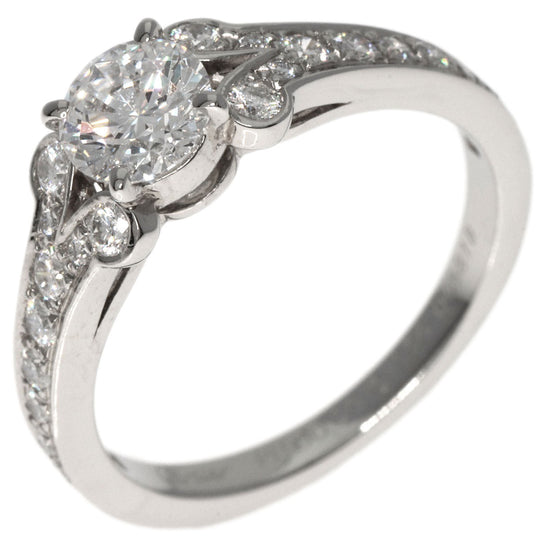 CARTIER Ring PT950 Silver Ballerina Solitaire Diamond #50 Women Used Authentic