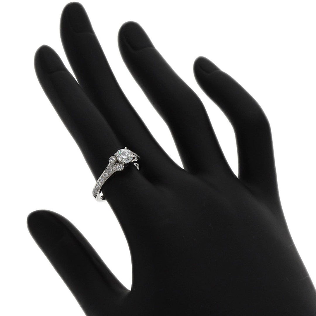 CARTIER Ring PT950 Silver Ballerina Solitaire Diamond #50 Women Used Authentic