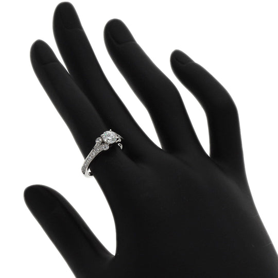 CARTIER Ring PT950 Silver Ballerina Solitaire Diamond #50 Women Used Authentic