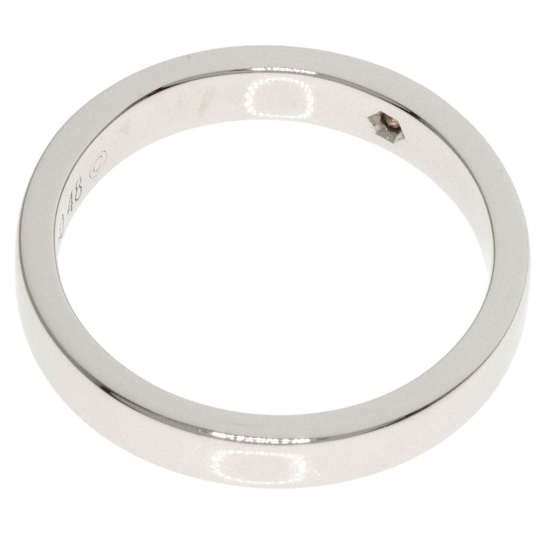 CARTIER Ring PT950 Silver Engraved 1P Diamond #48 Women Used Authentic