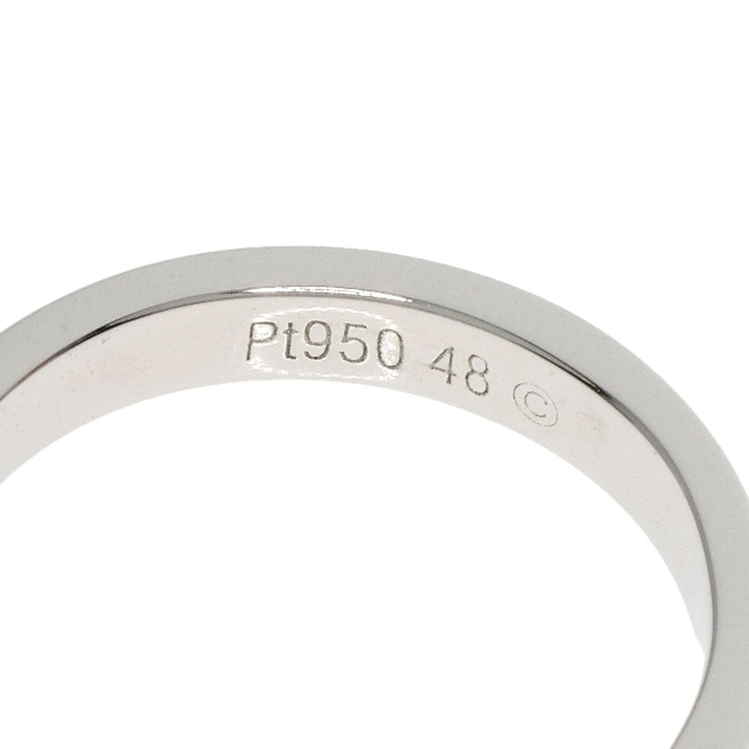CARTIER Ring PT950 Silver Engraved 1P Diamond #48 Women Used Authentic