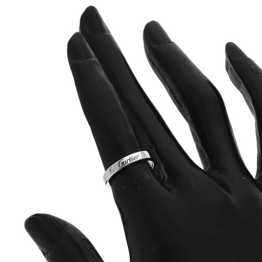 CARTIER Ring PT950 Silver Engraved 1P Diamond #48 Women Used Authentic