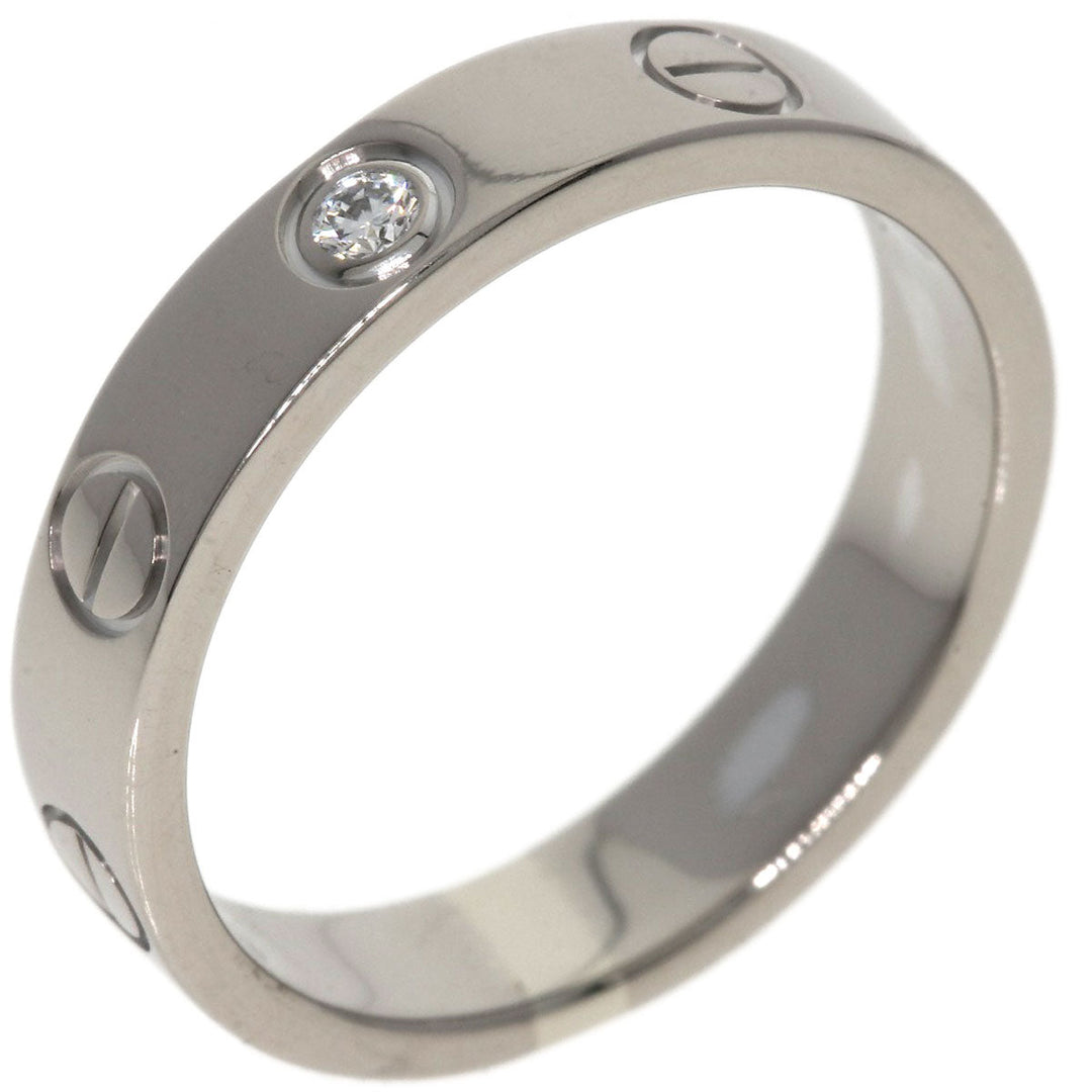 CARTIER Ring K18WG Silver Mini love ring 1P diamond Women Used Authentic