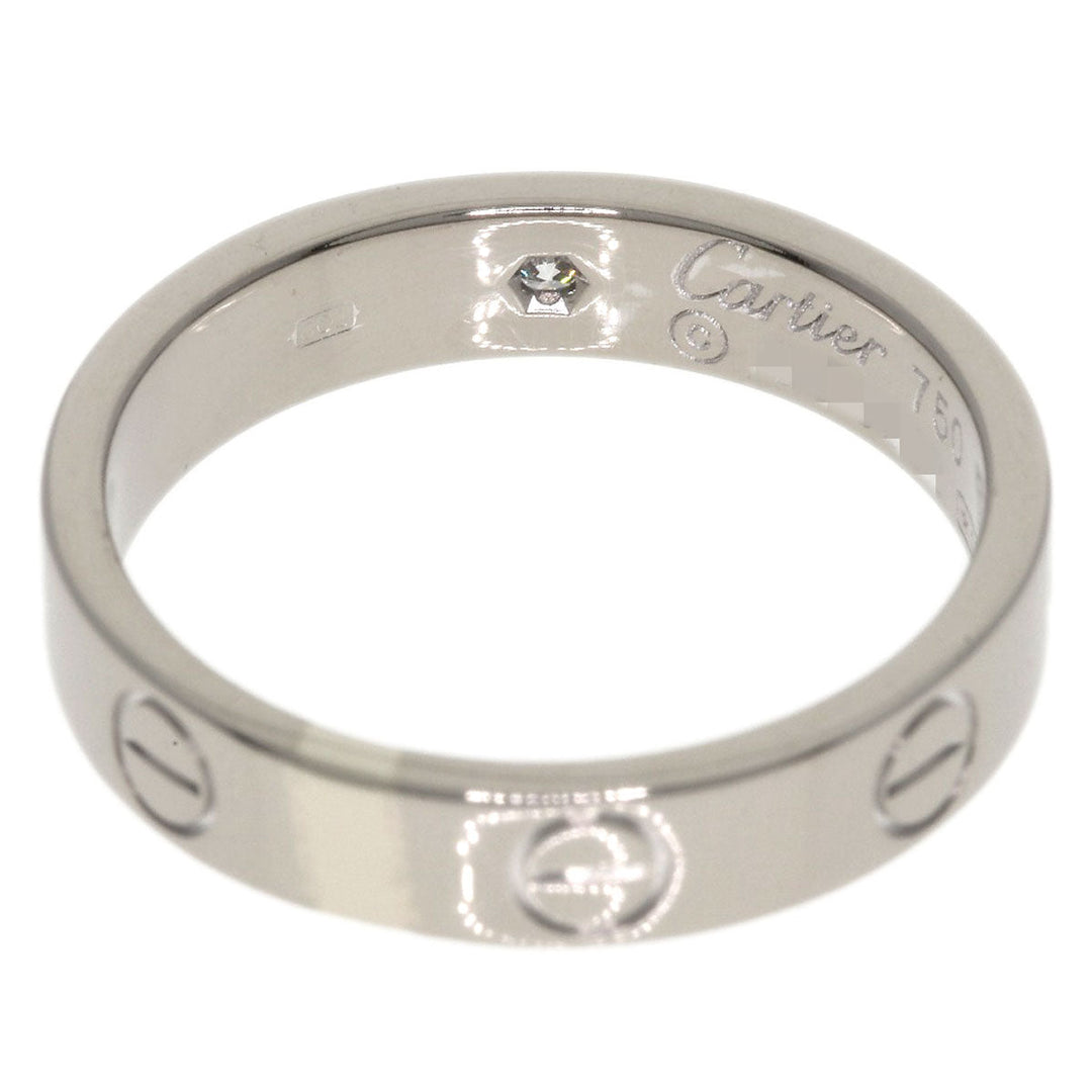 CARTIER Ring K18WG Silver Mini love ring 1P diamond Women Used Authentic