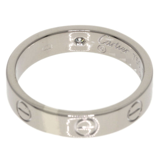 CARTIER Ring K18WG Silver Mini love ring 1P diamond Women Used Authentic