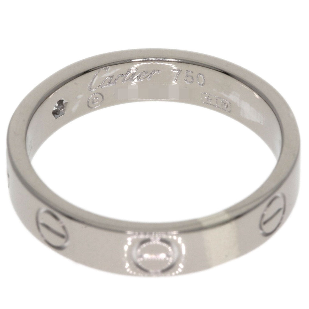 CARTIER Ring K18WG Silver Mini love ring 1P diamond Women Used Authentic
