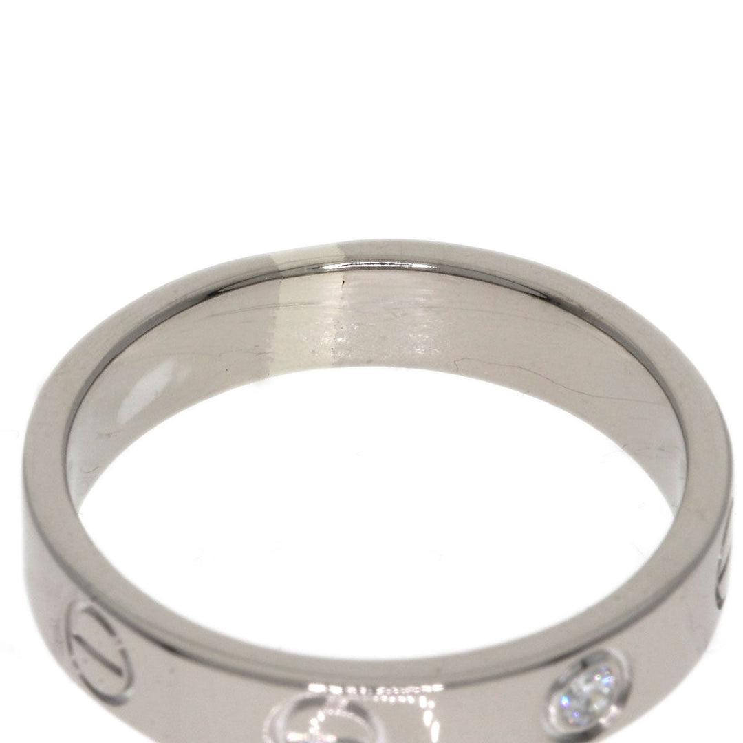 CARTIER Ring K18WG Silver Mini love ring 1P diamond Women Used Authentic