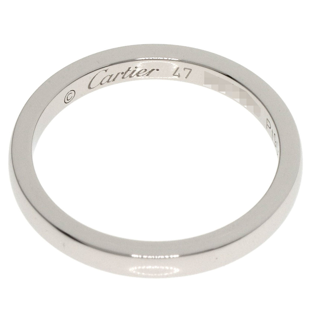 CARTIER Ring PT950 Silver Classic Wedding Band #47 Women Used Authentic