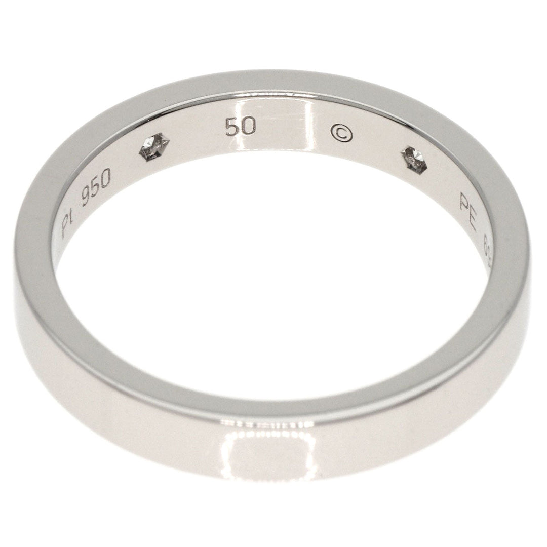 CARTIER Ring PT950 Silver Engraved 2P Diamond #50 Women Used Authentic