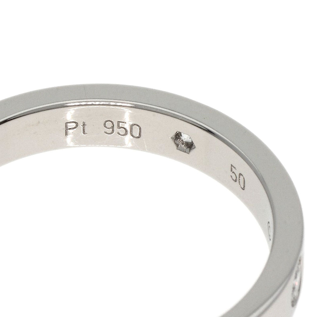 CARTIER Ring PT950 Silver Engraved 2P Diamond #50 Women Used Authentic