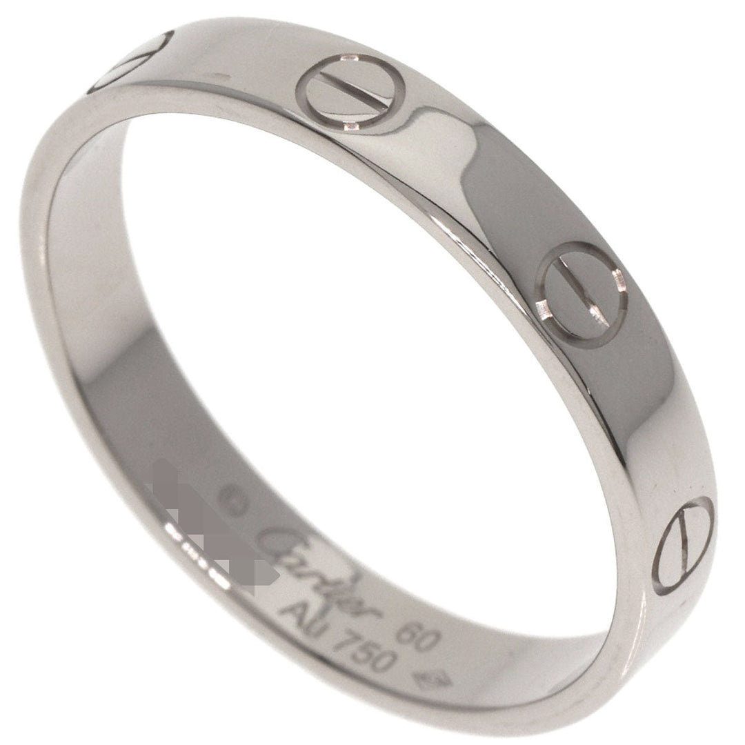 CARTIER Ring K18WG Silver Mini Love Ring #60 Women Used Authentic