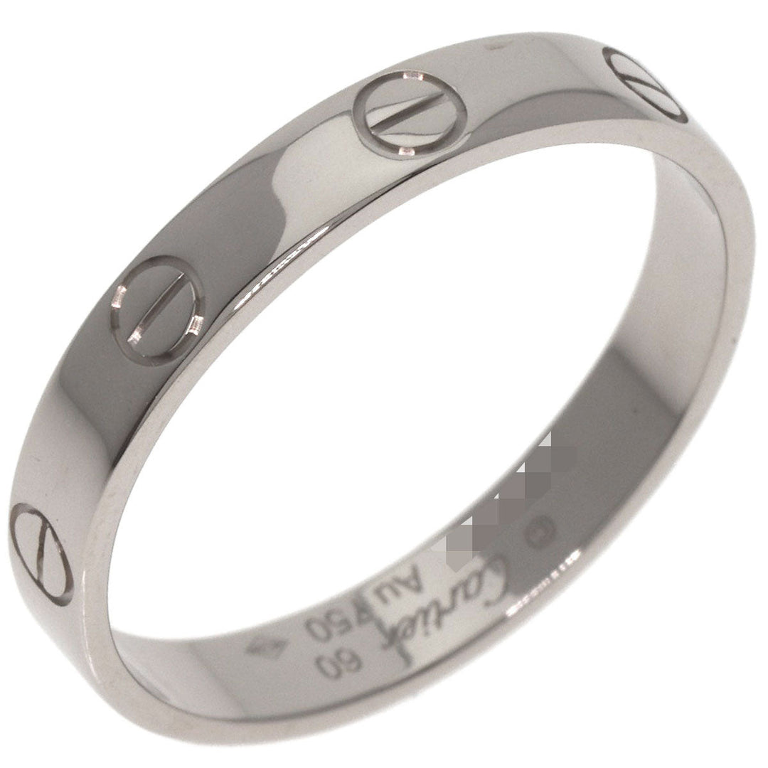 CARTIER Ring K18WG Silver Mini Love Ring #60 Women Used Authentic