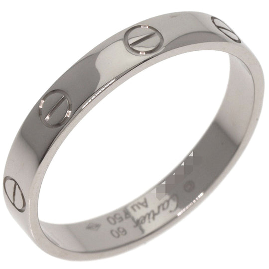 CARTIER Ring K18WG Silver Mini Love Ring #60 Women Used Authentic
