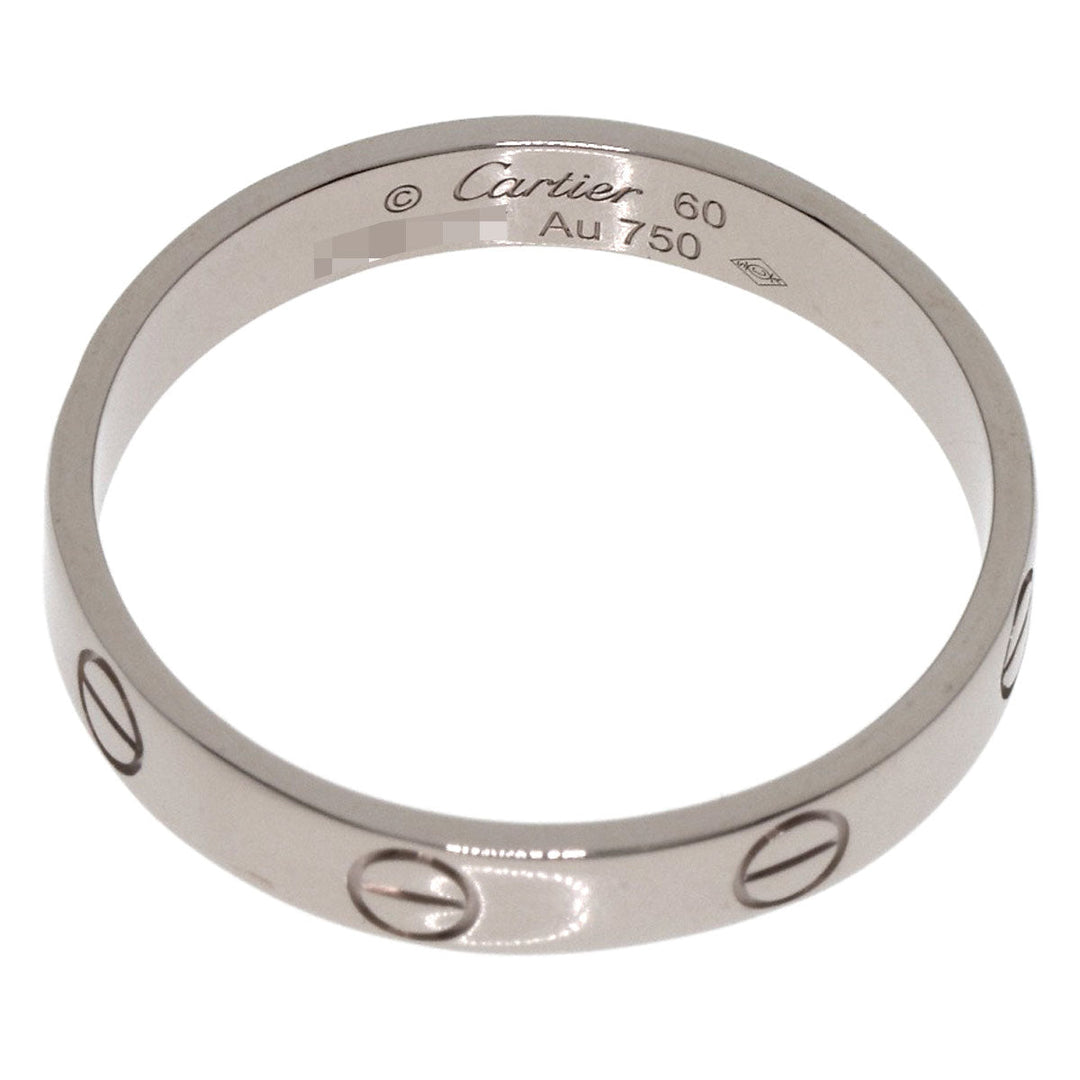 CARTIER Ring K18WG Silver Mini Love Ring #60 Women Used Authentic