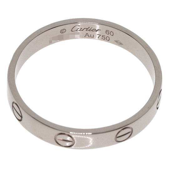 CARTIER Ring K18WG Silver Mini Love Ring #60 Women Used Authentic
