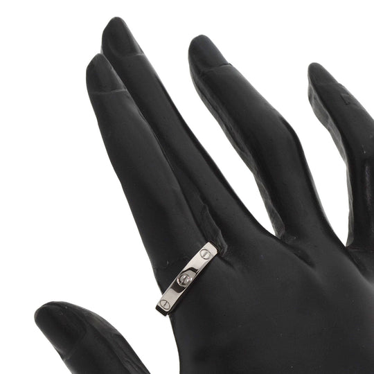 CARTIER Ring K18WG Silver Mini Love Ring #60 Women Used Authentic