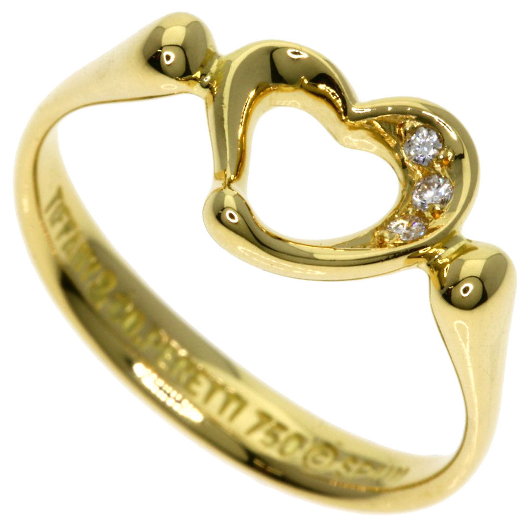 TIFFANY&Co. Ring 18K Yellow Gold gold Open Heart 3P Diamond Women Used Authentic