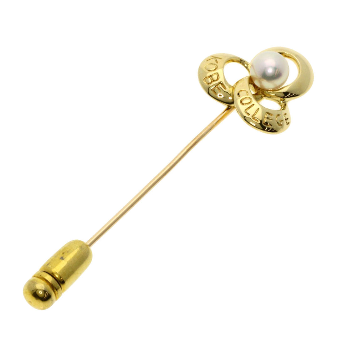 MIKIMOTO Brooch 18K Yellow Gold gold College Brooch Pearl Women Used Authentic