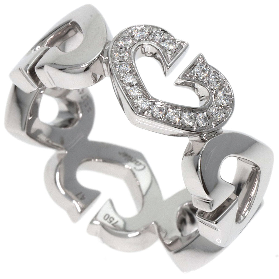 CARTIER Ring K18WG Silver C Heart Diamond #47