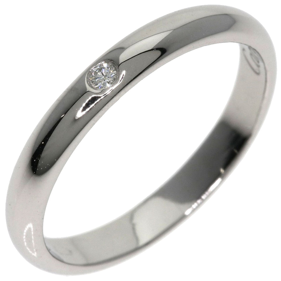 CARTIER Ring PT950 Silver Classic 1P Diamond #47 Women Used Authentic