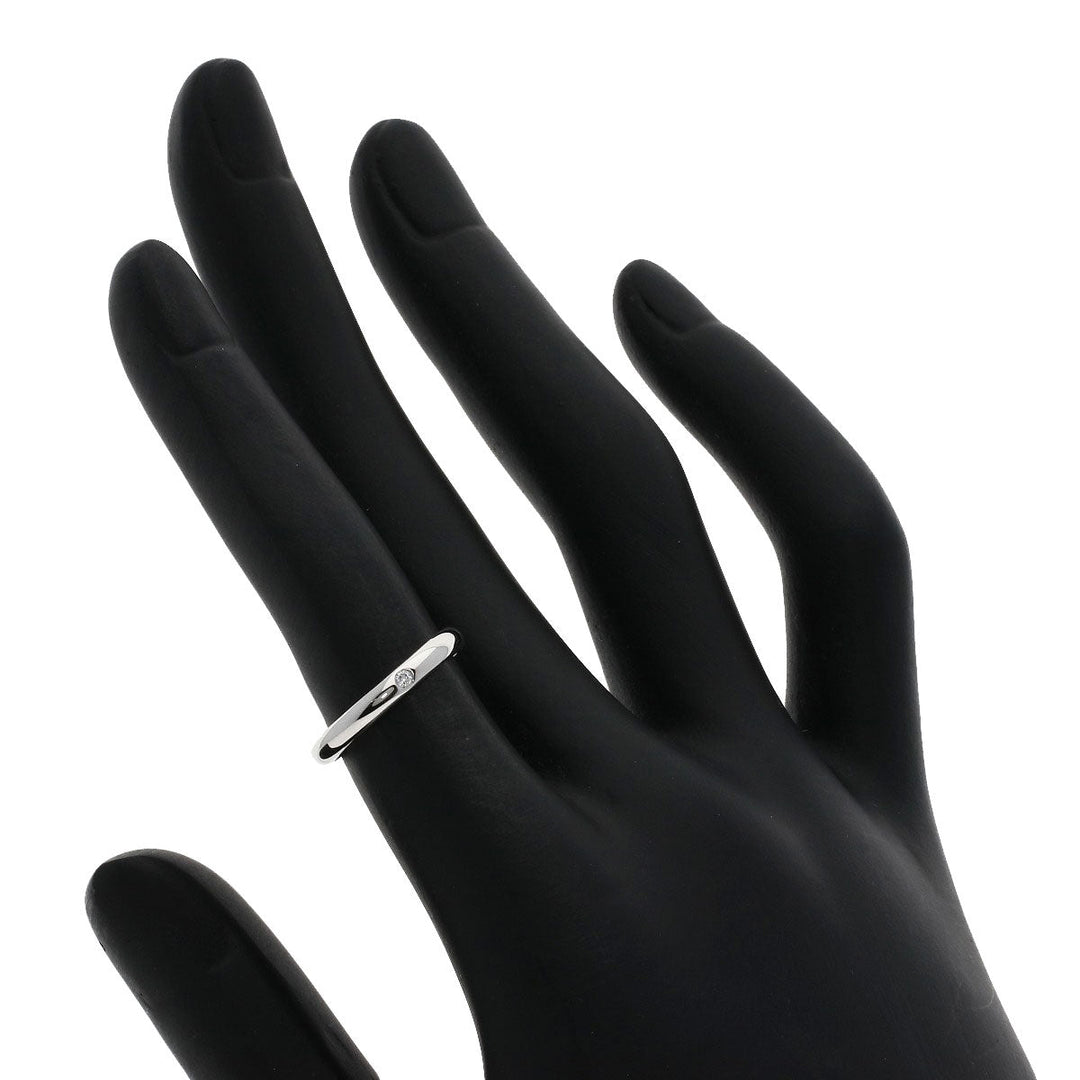 CARTIER Ring PT950 Silver Classic 1P Diamond #47 Women Used Authentic