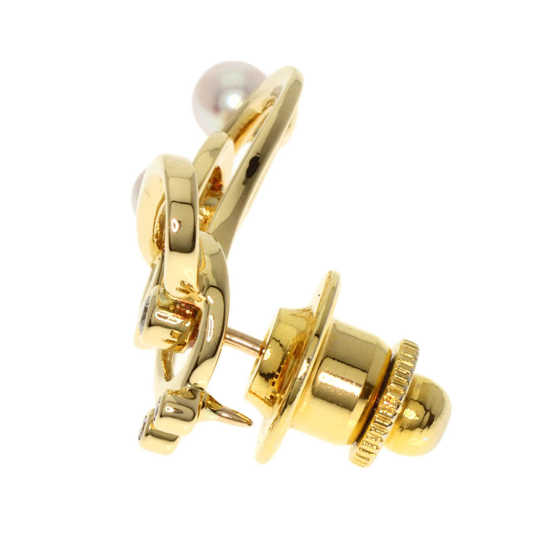 MIKIMOTO Brooch 18K Yellow Gold gold Baby Pearl Pearl Diamond Treble Clef Pin Brooch Women Used Authentic