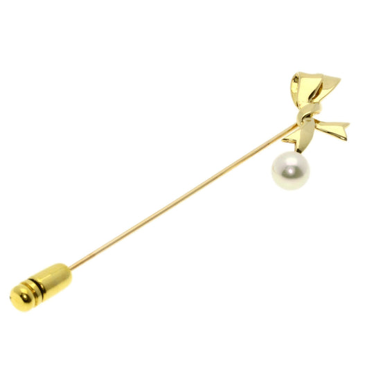 MIKIMOTO Brooch 18K Yellow Gold gold Akoya Pearl Pearl Pin Brooch Women Used Authentic