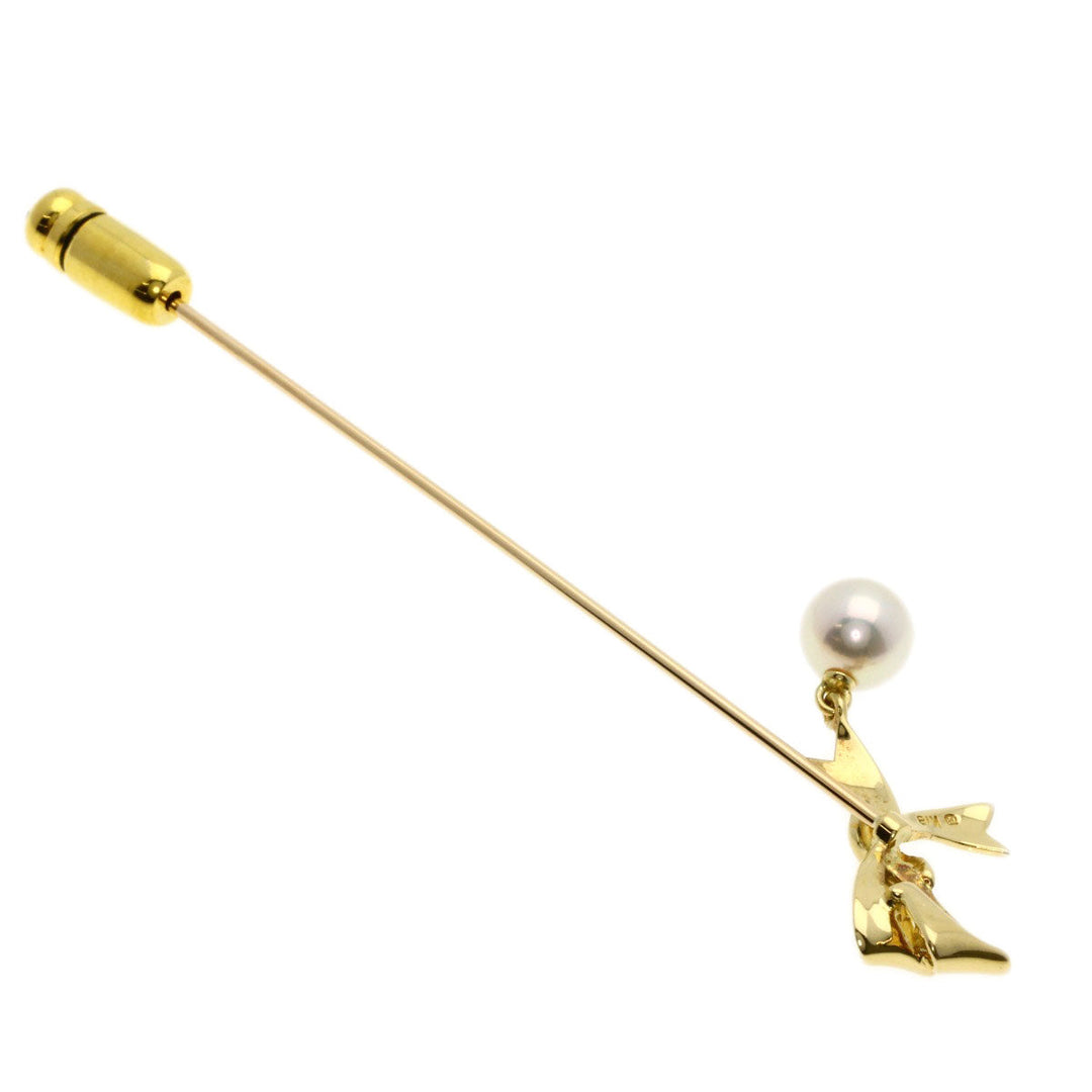 MIKIMOTO Brooch 18K Yellow Gold gold Akoya Pearl Pearl Pin Brooch Women Used Authentic