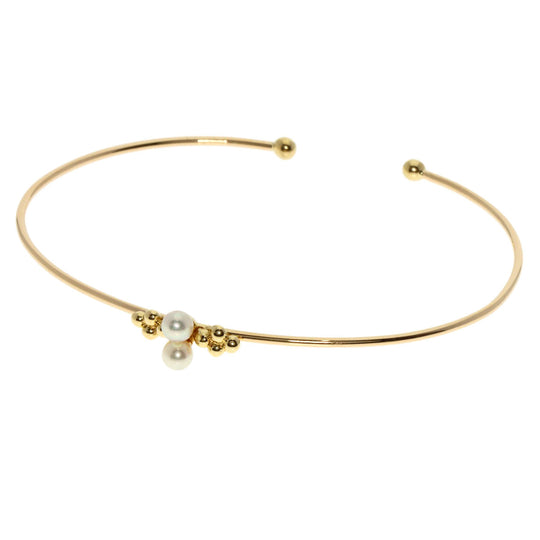 MIKIMOTO bracelet 18K Yellow Gold gold Baby Pearl Bangle Women Used Authentic