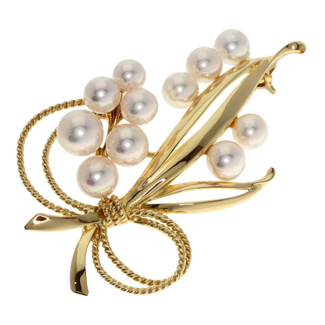 MIKIMOTO Brooch 18K Yellow Gold gold Akoya Pearl Bouquet Women Used Authentic