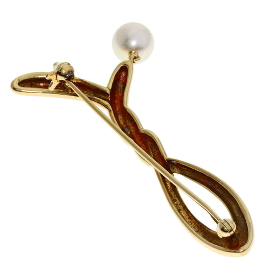 MIKIMOTO Brooch 18K Yellow Gold gold Akoya pearl Pearl Women Used Authentic